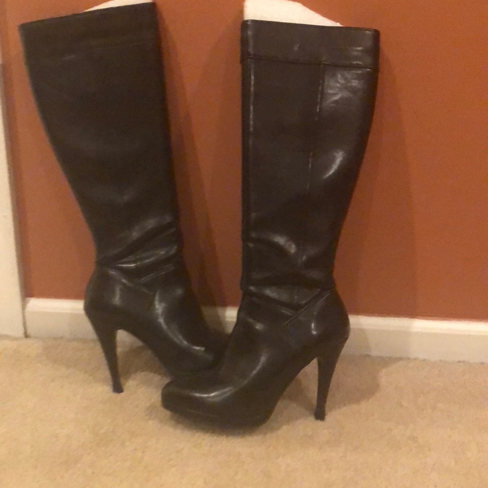Tall black platform boots